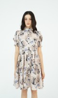 SIXDO Floral Mini Silk Dress
